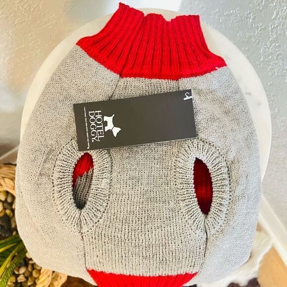 HOTEL DOGGY Pride Santa‎ Dog Sweater, Red/Gray, Gay Pride, Medium, NWT - Picture 10 of 14